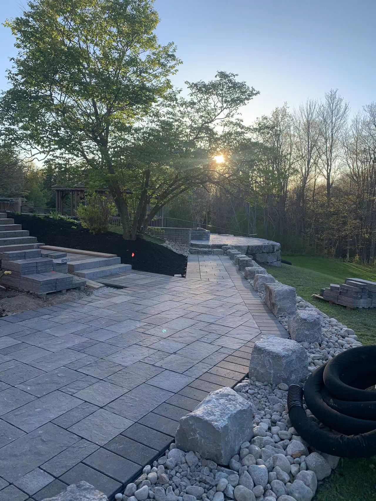 Stone walkway and boulder border